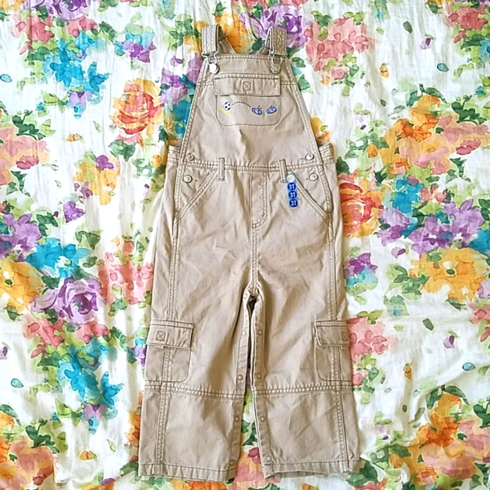 NWT Gymboree Light brown soccer overalls. Boys 3T.